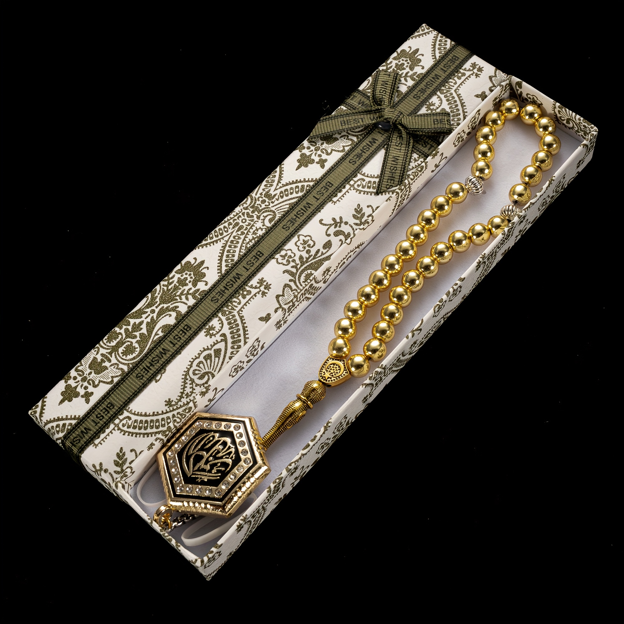 Golden Hematite Medallion Tasbih